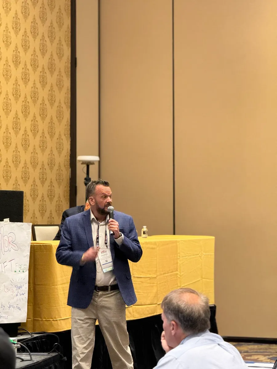 Spencer Hart speaking at the SPFA convention in Las Vegas