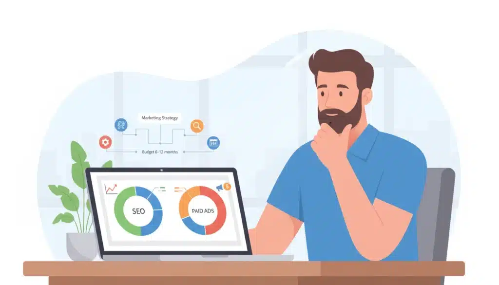 Insulation contractor planning the right mix of SEO and paid ads based on business stage