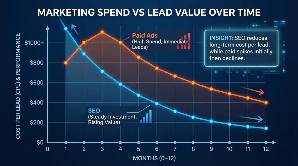 Marketing Spend vs Lead Value Over Time Marketing Spend vs Lead Value Over Time