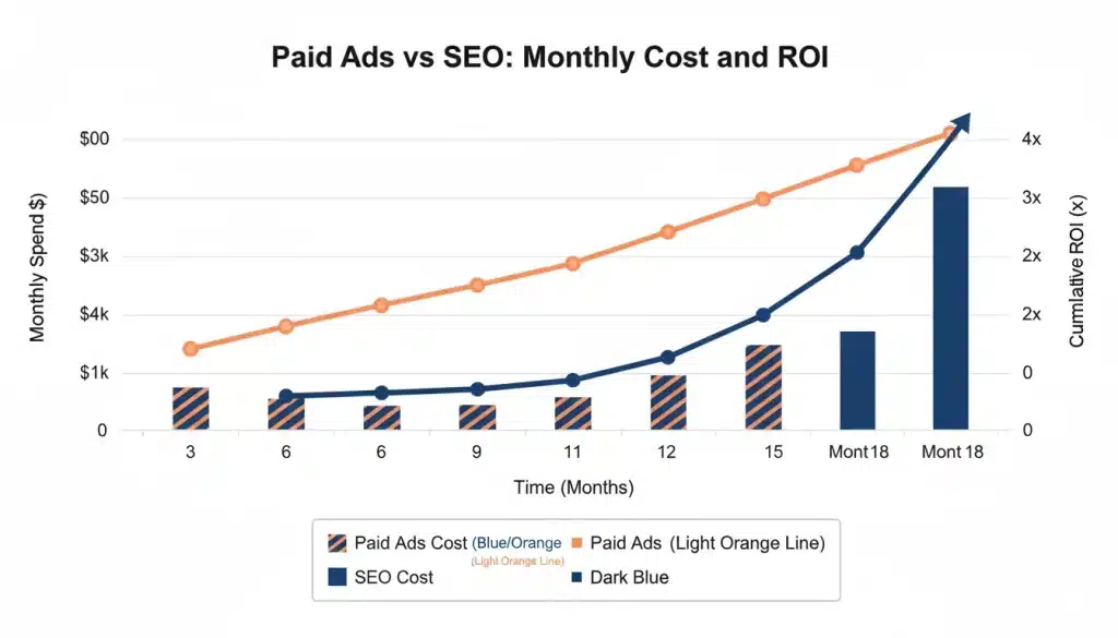 Paid Ads vs SEO Monthly Cost and ROI
